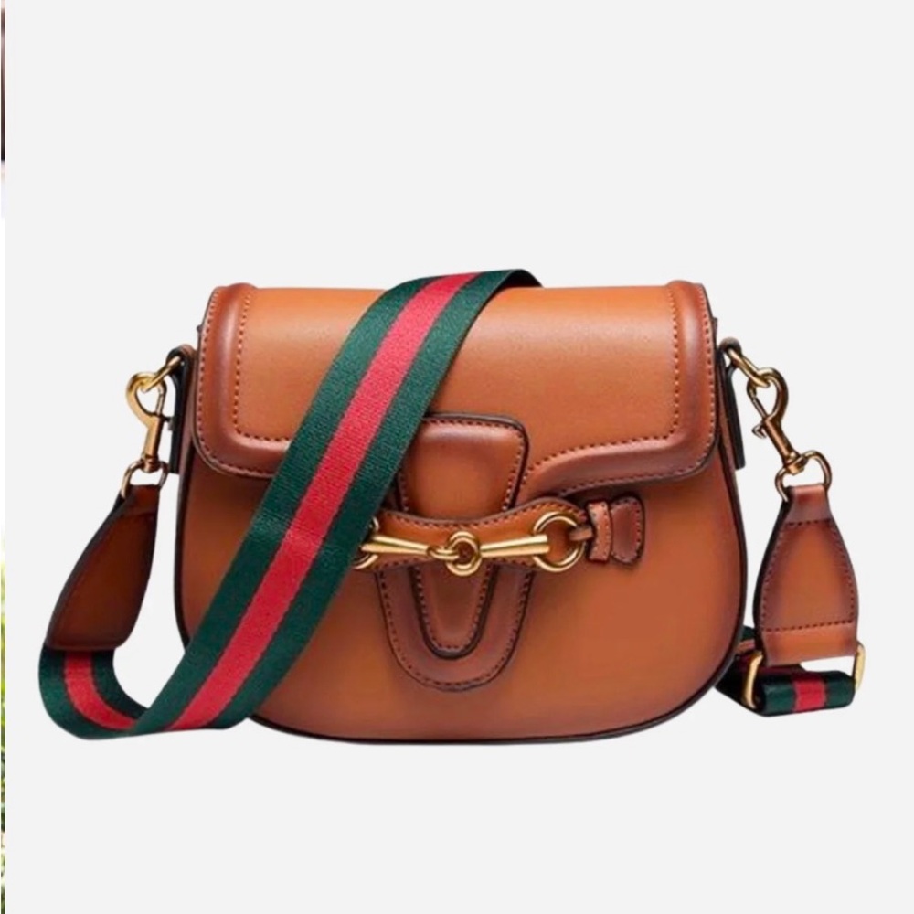 Cognac goldbit hardware crossbody